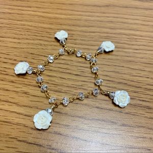 White Rose Charm Bracelet